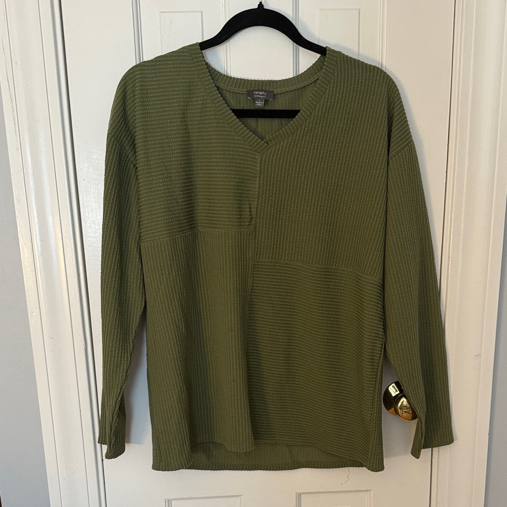 Olive Green V-Neck Sweater